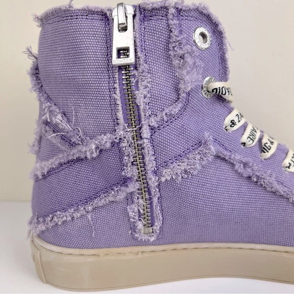 Zadig & Voltaire High Flash Canvas Distressed Sneakers In Boomerang Purple EU 41 - Picture 9 of 13